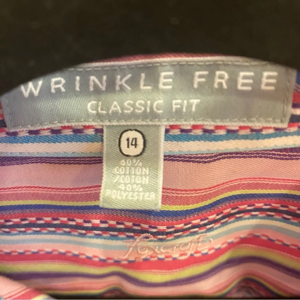 NWOT Women’s Foxcroft Multi Stripe Casual Button Down Long Sleeve Shirt Sz 14 - Picture 10 of 13